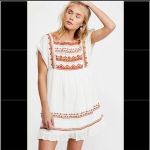 Urban Outfitters White, Red, and Brown Mini Dress